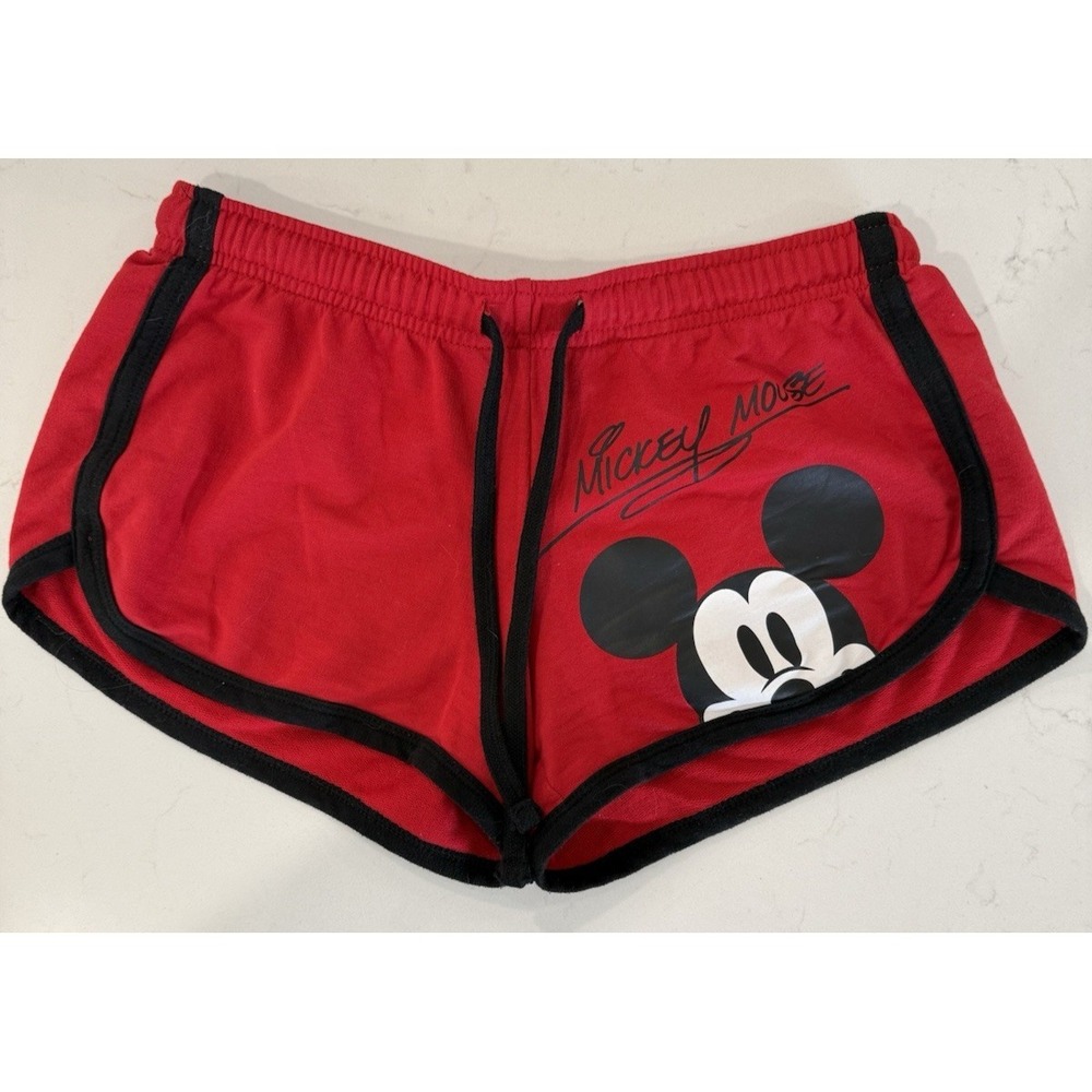 Disney Mickey Mouse Red Cotton/Poly Athletic Shorts Size S (3/5) Drawstring